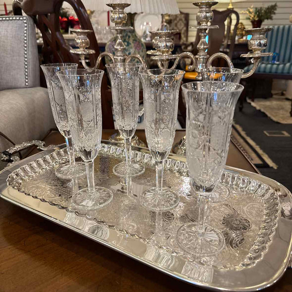 Six Rogaska Champagne Flutes