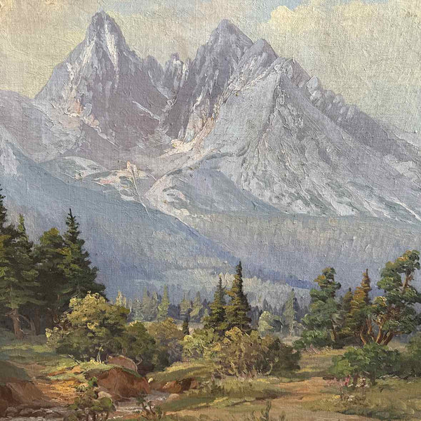 Signed Oil Mountain Scene