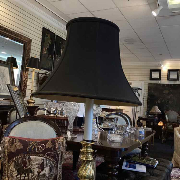 Brass Candlestick Lamp with Black  Shade