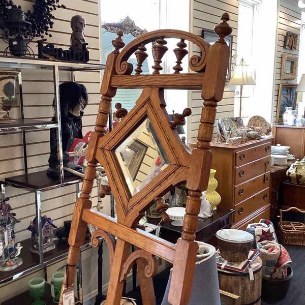 Vintage Oak Mirrored Easel