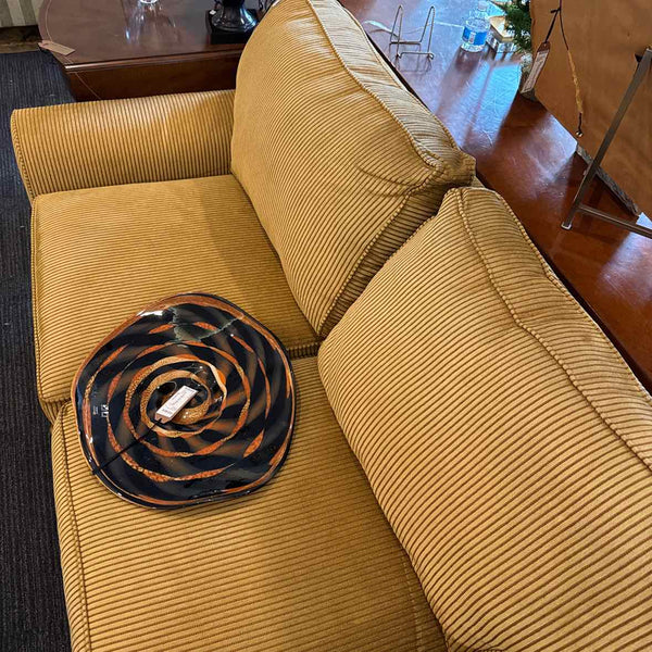 Ethan Allen Khaki & Red Striped Loveseat