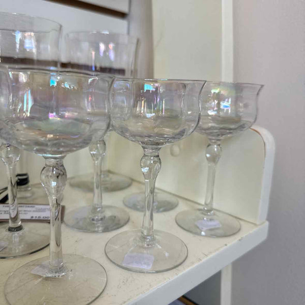 12 Iridescent Vintage Cordial Glasses