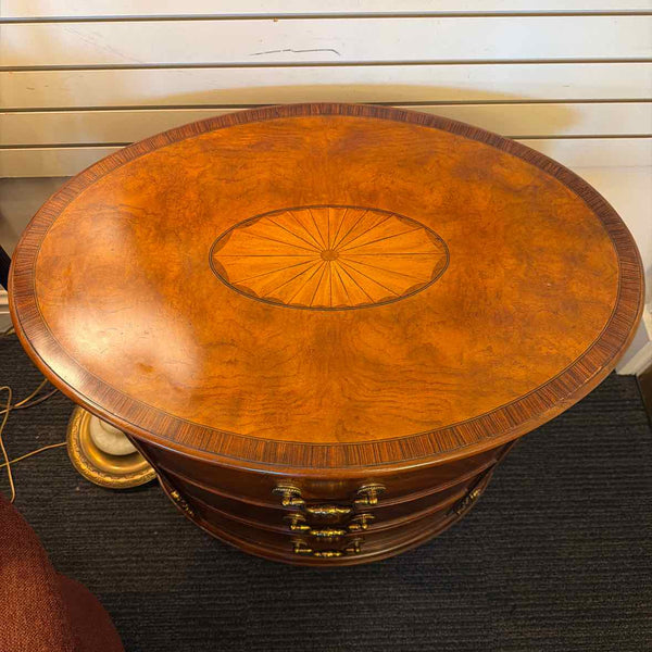 Maitland-Smith Oval Inlay End Table