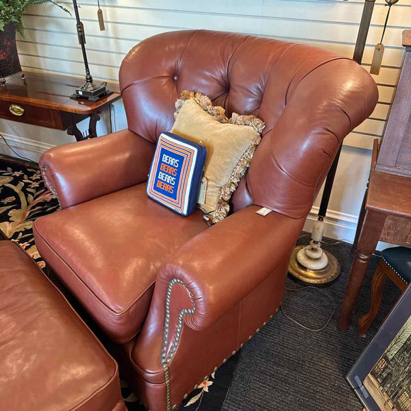 Large Leather Chair & Ottoman