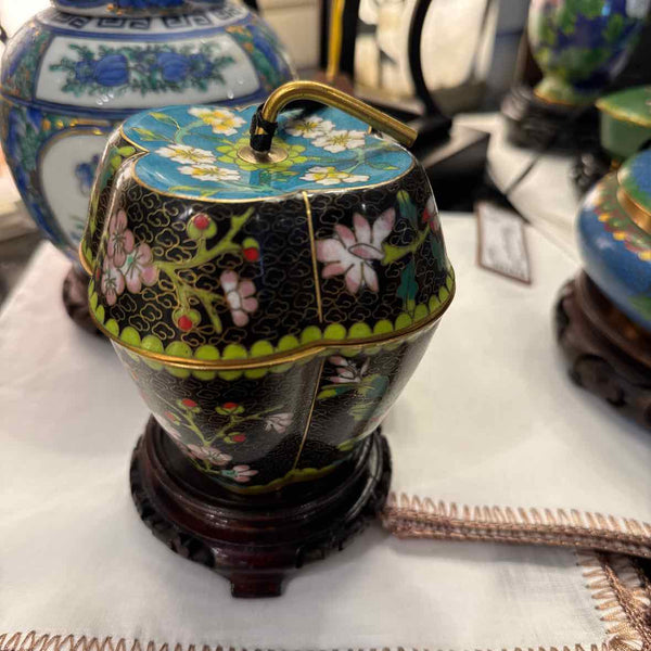 Cloisonne Apple Trinket Jar w/Stand