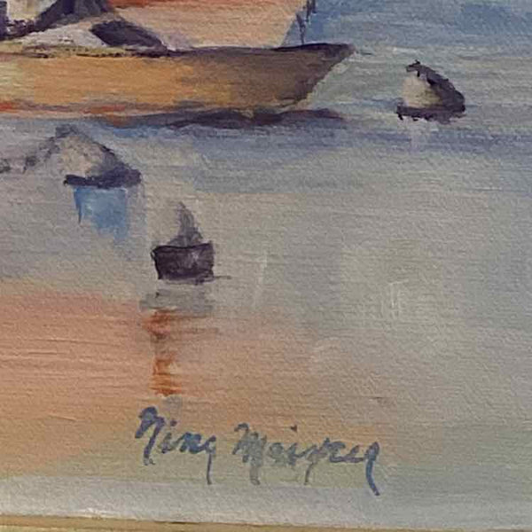 Nina Meixner "5 Sailboats on the Water" Oil Painting