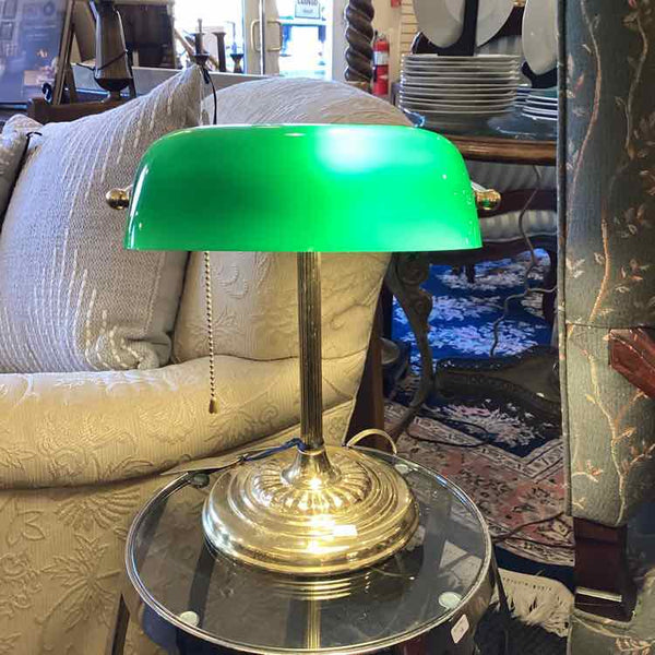 Banker's Desk Lamp With Brass Base