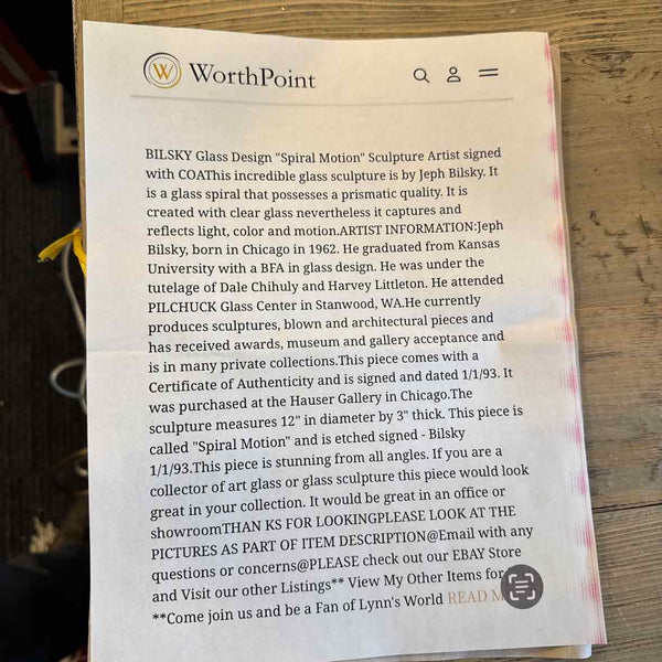 "Spiral Motion" Glass Sculpture