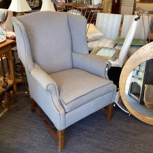Gray Houndstooth Wing Chair