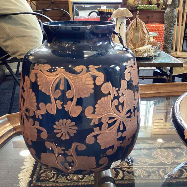 Blue Etched Glass Vase