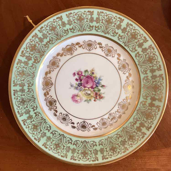 Pickard Floral Plate With Green Rim