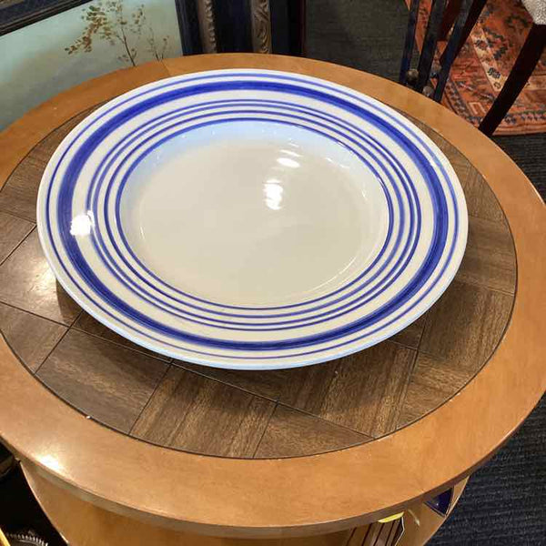 "As Is" Round Blue And White Tray