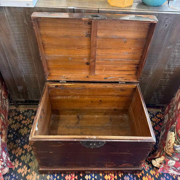 Antique Elm Chest w/Brass Key