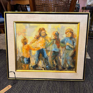 Signed Painting Of Children Playing