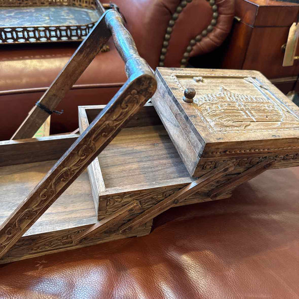 Cantilevered Carved Wooden Box