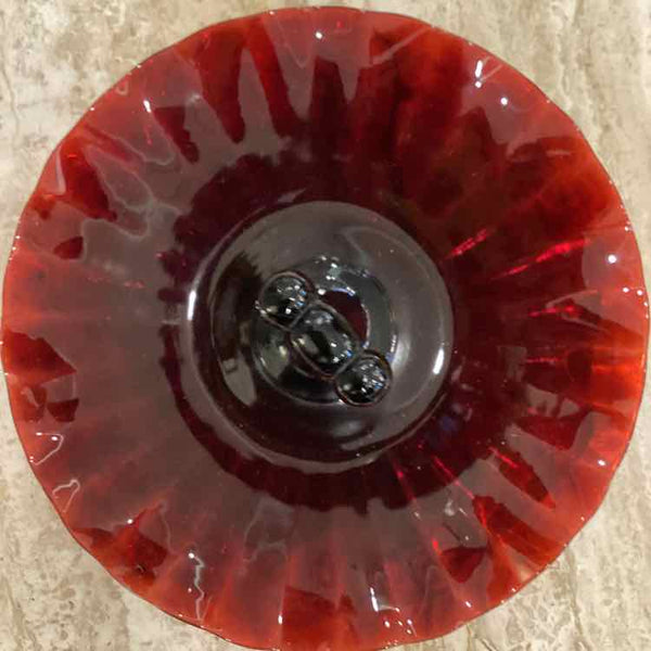 Burgundy Glass Candy Dish