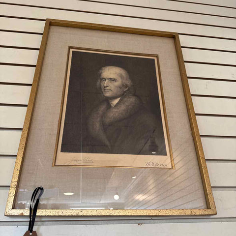 Framed Etching Of Jefferson