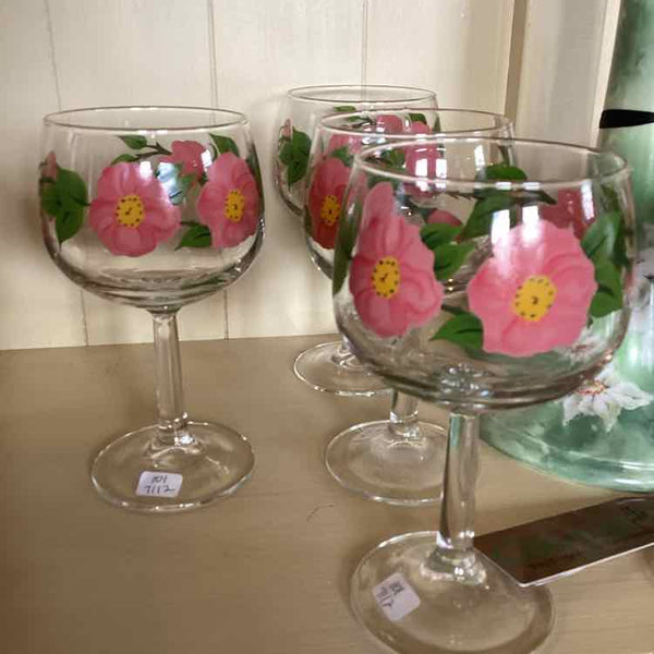 Nine Franciscan "Desert Rose" Wine Glasses