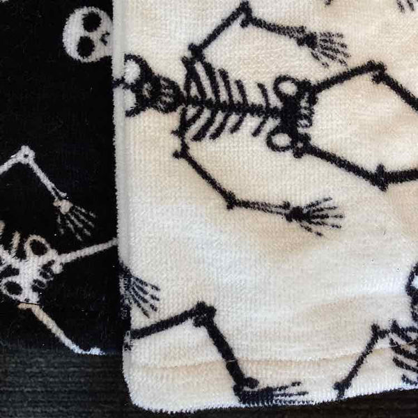Pair Black & White Skeleton Towels