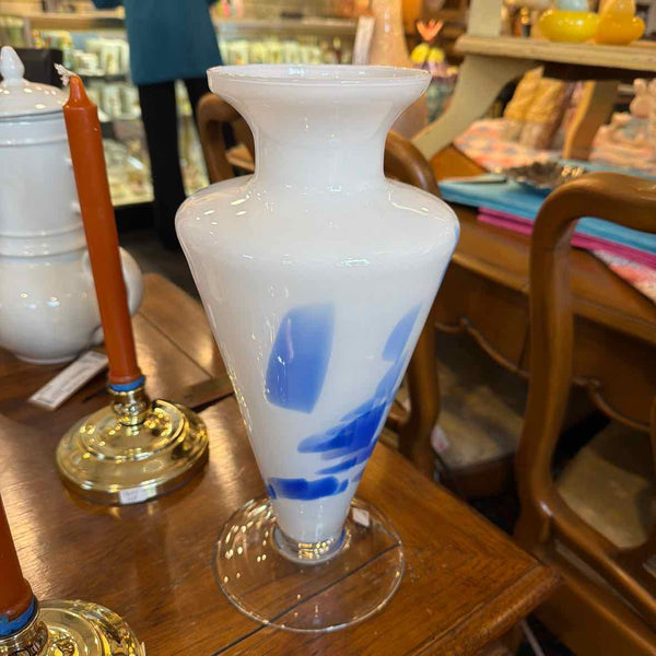 Murano Cobalt & White Vase