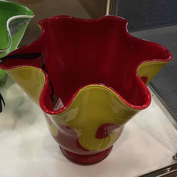 Mid Century Red And Yellow Vase