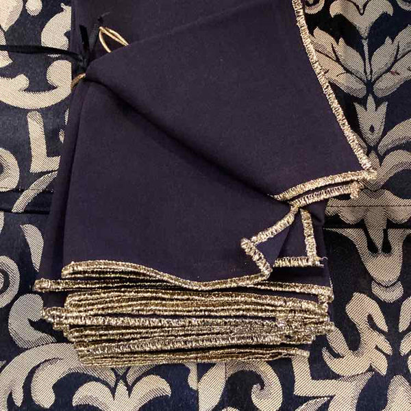 Black Glitter Edge Napkins - Set of 12