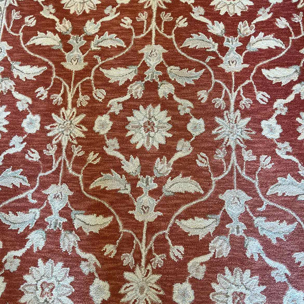 Rust And Cream Wool Tufted Rug