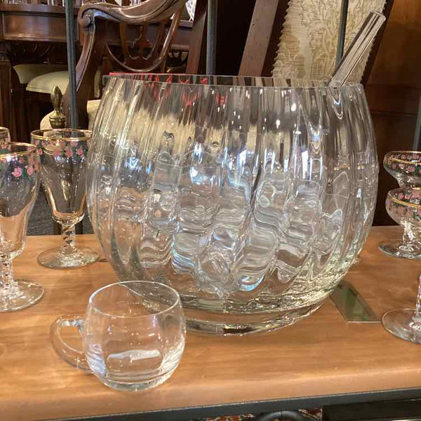 Crate & Barrel Krosno Glass Punch Bowl with12 Cups