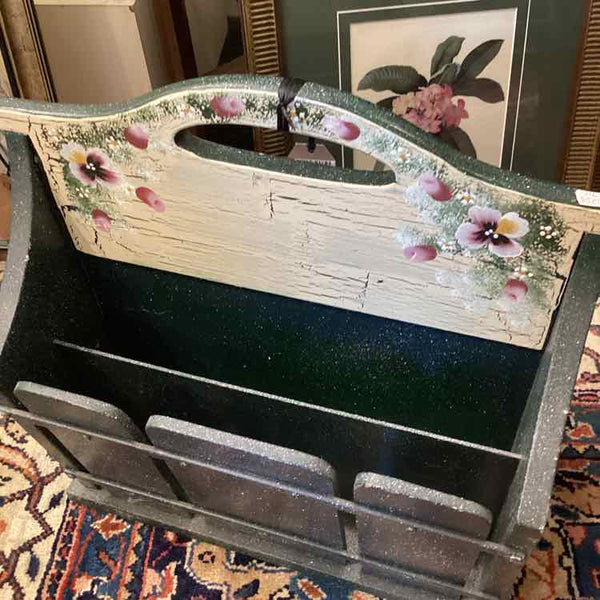 Hand Painted Blue Magazine Holder