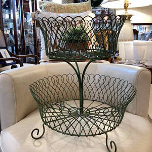 2 Tier Green Wire Basket
