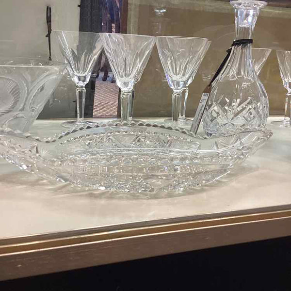 Large Carved Crystal Dish