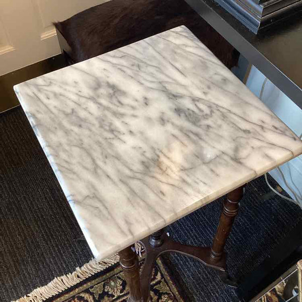 Brown Marble Top Wooden Spindle Table