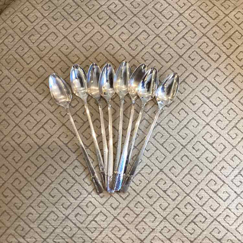 8 Art Deco Ice Tea Spoons "Corenoble" Intro 1938