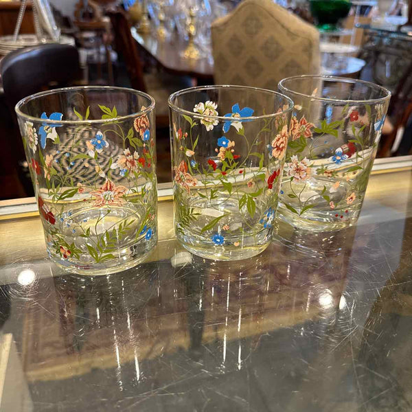 6 Floral Old Fashioned Glasses