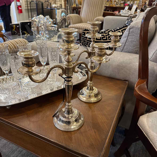 Pair Of Silver Plate Candelabras