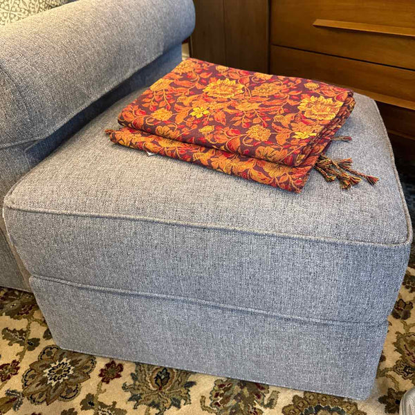 Gray Tweed Club Chair & Ottoman (Ethan Allen)
