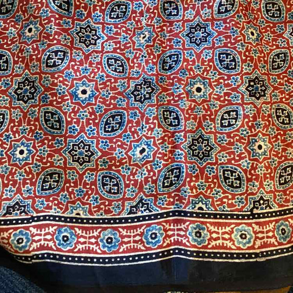 Navy And Red Silk Table Runner