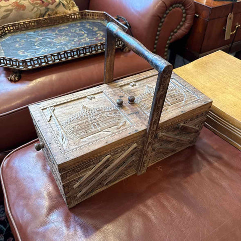 Cantilevered Carved Wooden Box