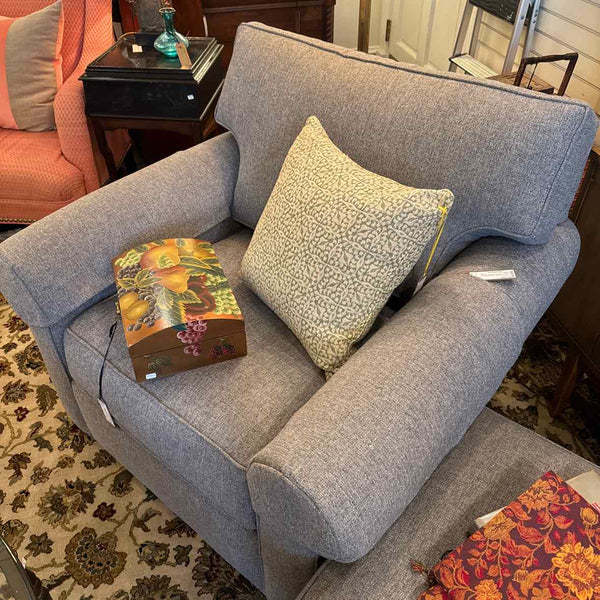 Gray Tweed Club Chair & Ottoman (Ethan Allen)