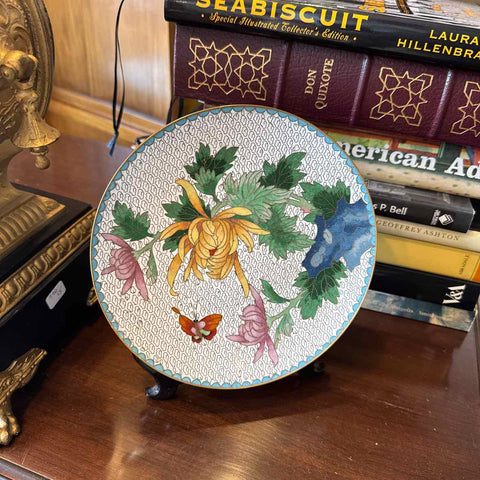 Vintage Cloisonne Plate With Stand