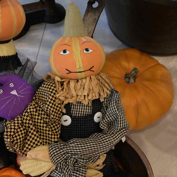 Cloth Pumpkin Boy With Cat