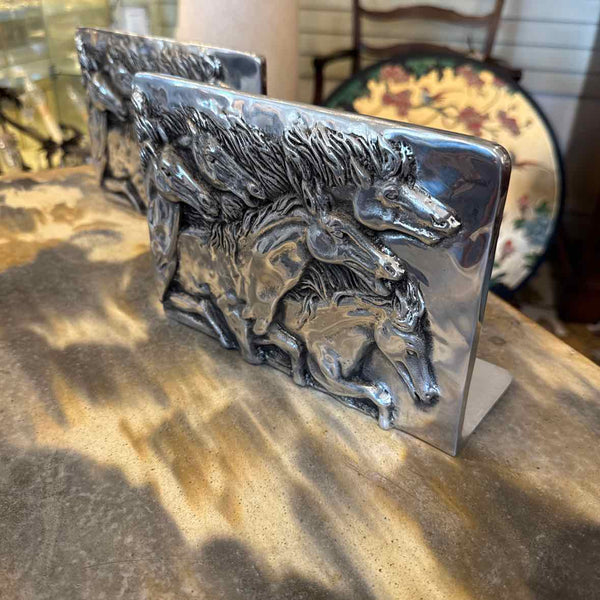 Aluminum Horse Bookends