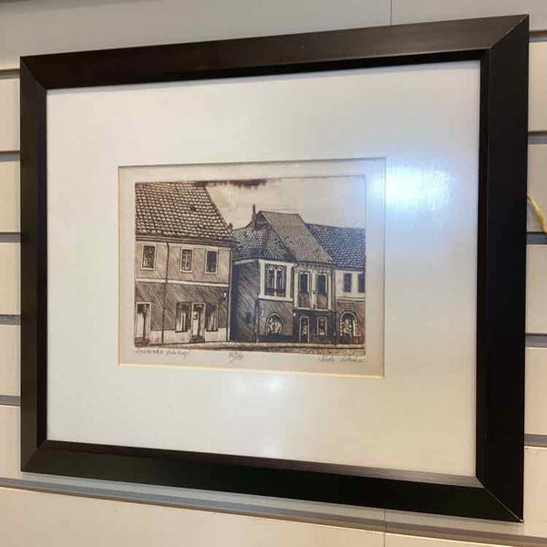 "Street Of Szentendre" Etching by Vajola Istvan