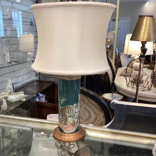 Green  Lamp With Leopard
