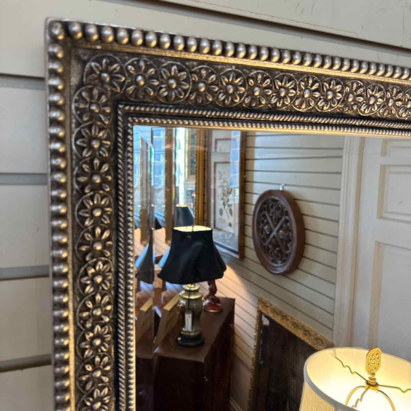 Silver Floral Carved  Mirror