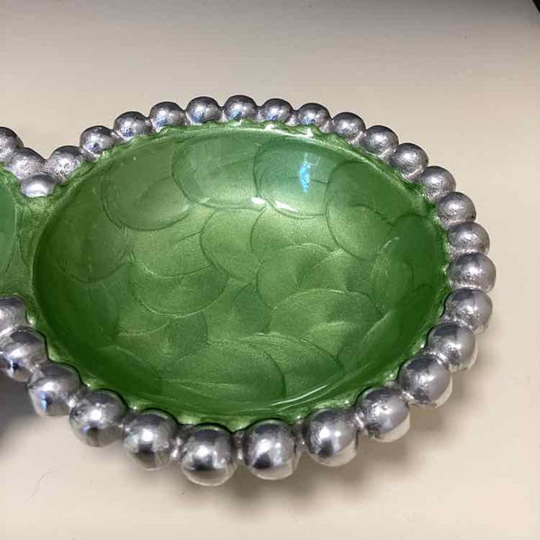 Green Enamel Three Section Tray