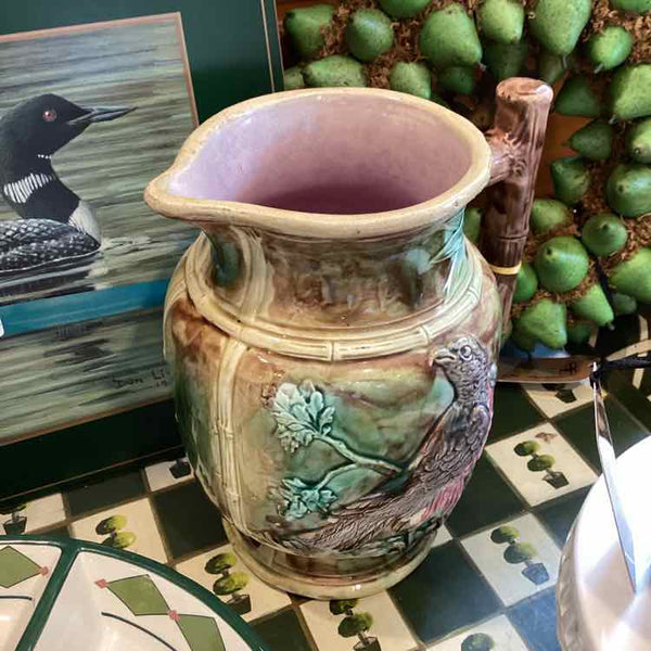 Vintage Glazed Majolica Jug Pitcher