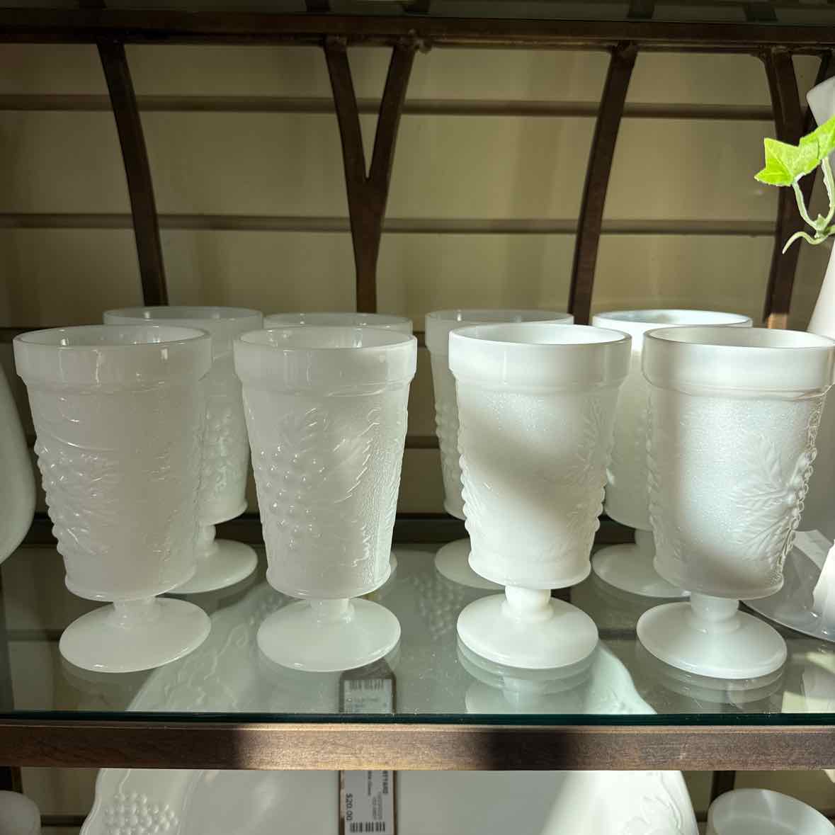 Milk Glass Tumblers Set of 12 Grape Pattern