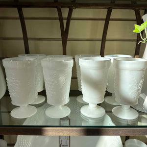Milk Glass Tumblers Set of 12 Grape Pattern