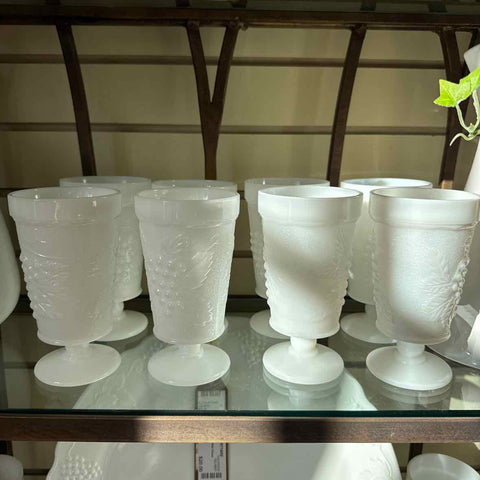 Milk Glass Tumblers Set of 12 Grape Pattern